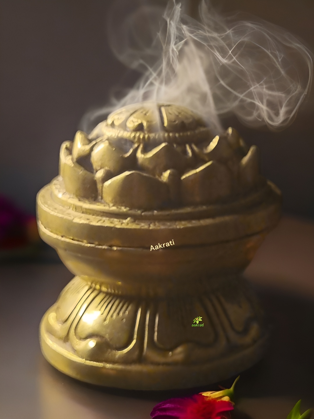 

Aakrati Yellow Brass Dhoop Dani Loban Incense Holder