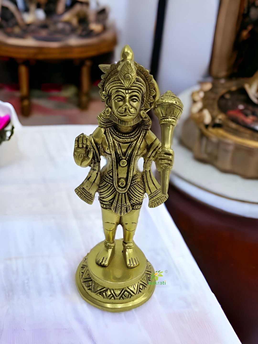 

Aakrati Yellow & Black Brass Religious Hanuman Idol Showpiece
