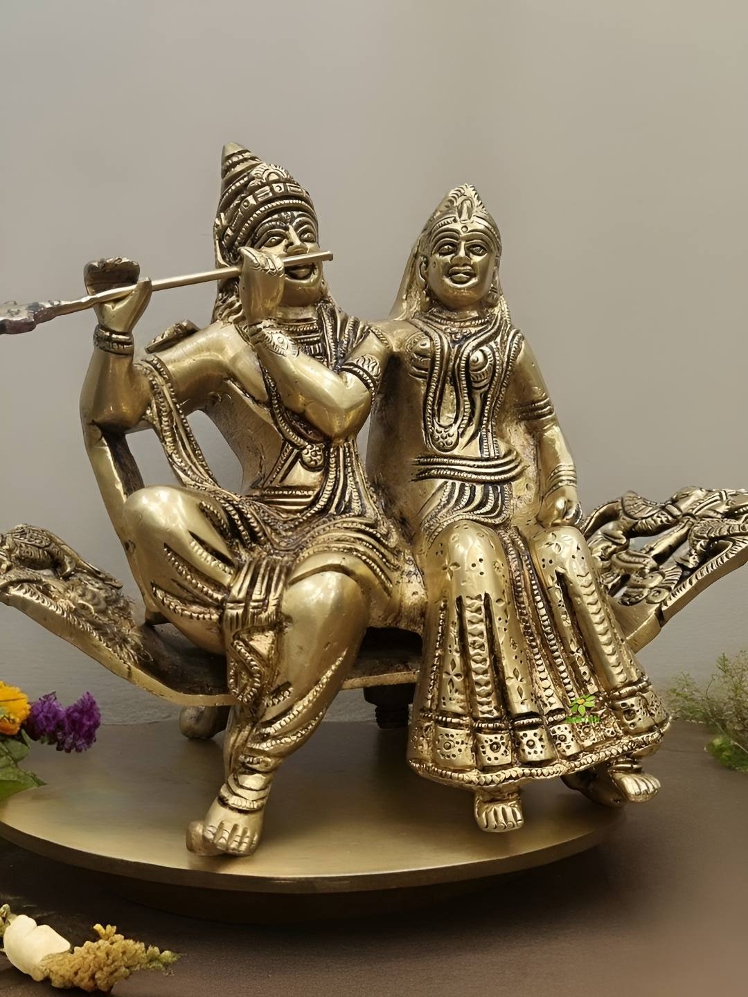 

Aakrati Gold-Toned & Black Brass Religious Radha Krishna Idol Showpiece