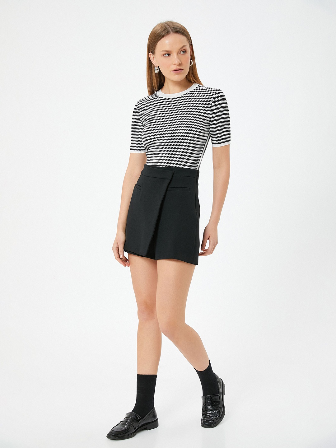 

Koton Women Striped Pullover, Black