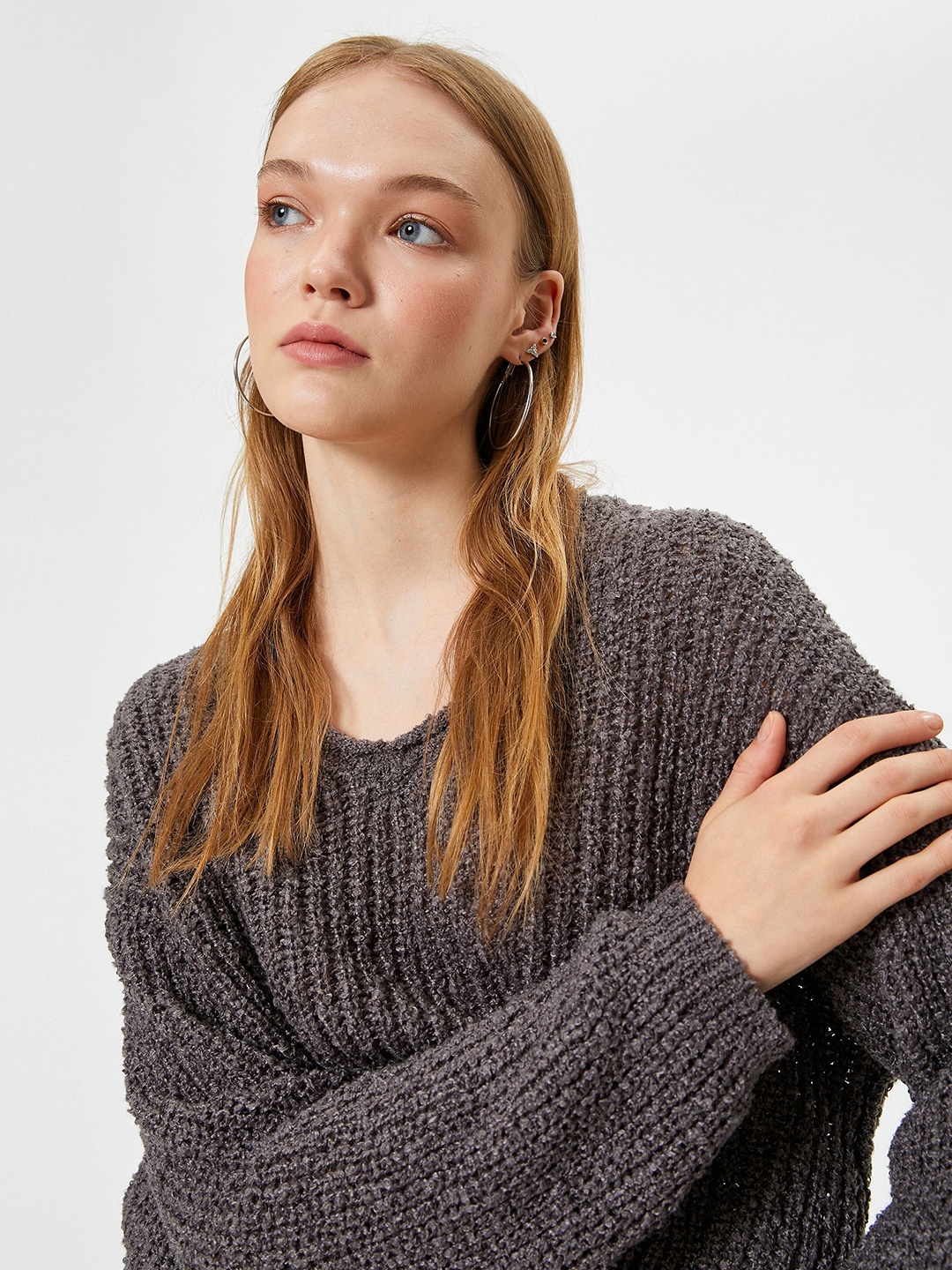 

Koton Women Striped Pullover, Grey