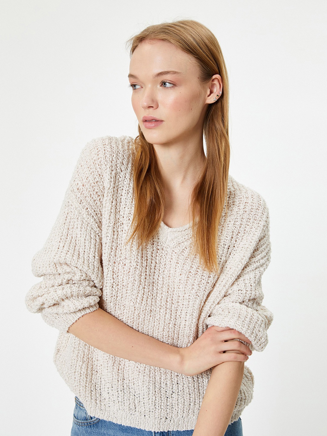 

Koton Women Striped Pullover, Grey