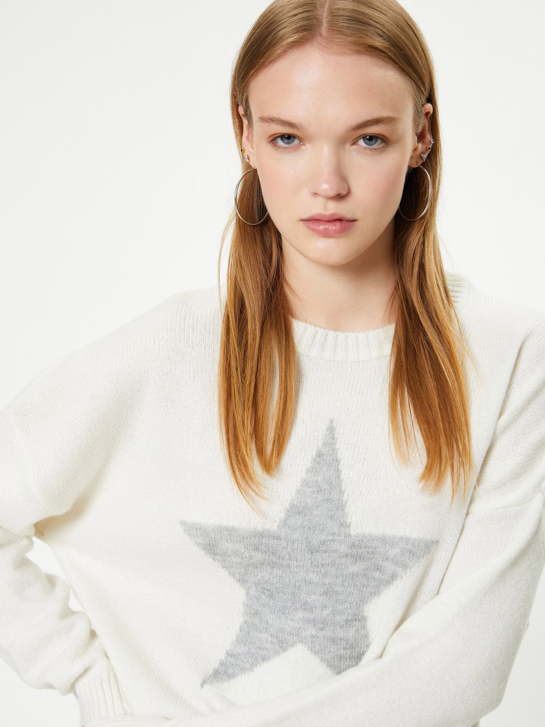 

Koton Women Printed Pullover, White