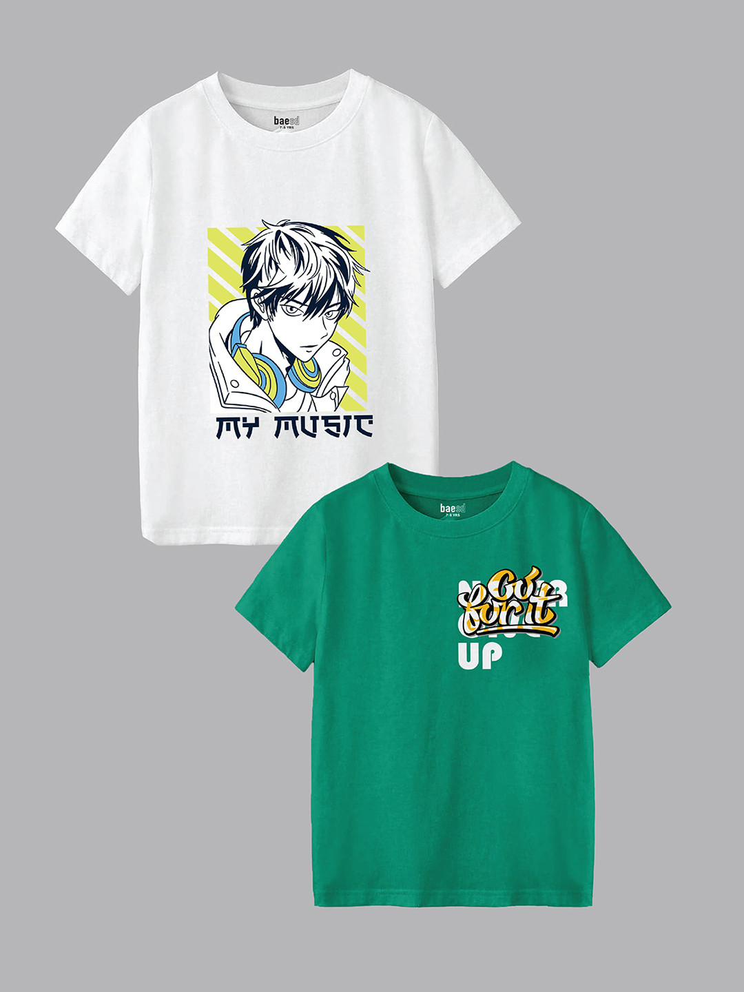 

BAESD Boys Pack Of 2 Graphic Printed Round Neck T-shirts, White