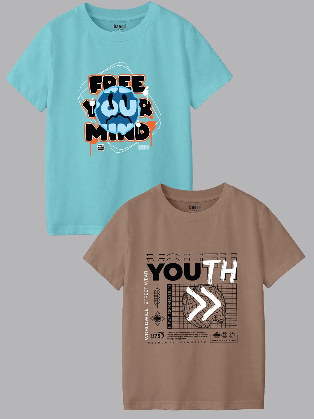 

BAESD Boys Typography 2 Printed Applique T-shirt, Multi