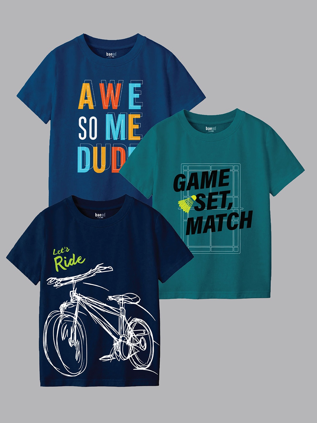 

BAESD Boys Biker 3 Printed Extended Sleeves Applique T-shirt, Multi
