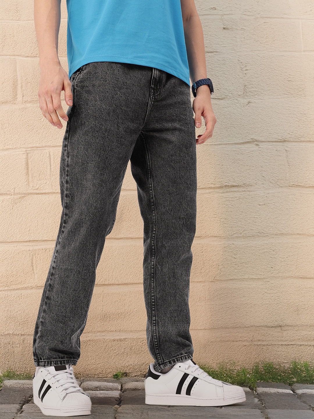 

Kook N Keech Men Urban Heavy Faded Carpenter Fit Jeans, Black