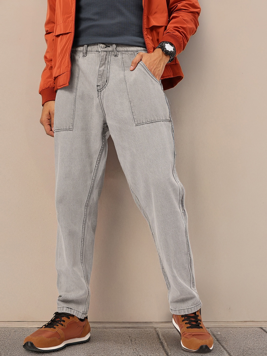 

Kook N Keech Men Urban Explorer Caribben Fit Coloured Jeans, Grey