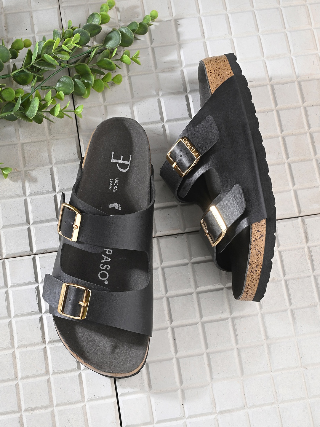 

El Paso Women Open Toe Flats, Black
