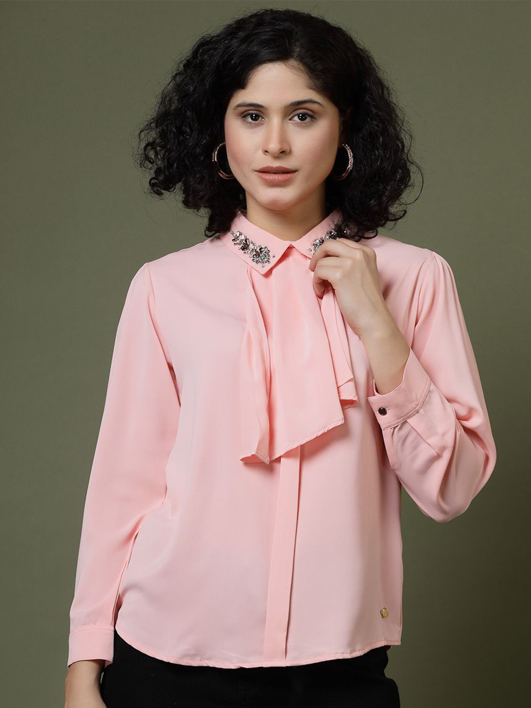 

Juelle Women Solid Shirt Style Top, Peach
