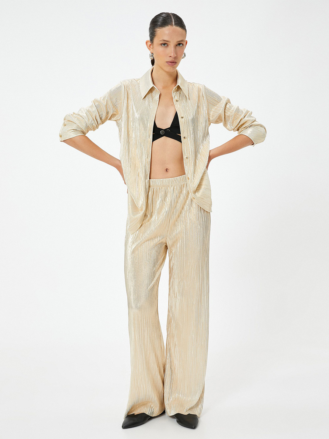 

Koton Women Striped Opaque Casual Shirt, Gold