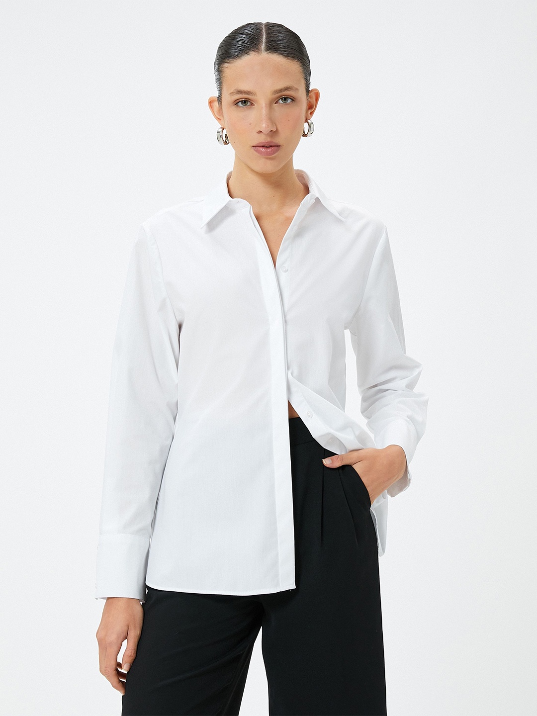 

Koton Women Solid Regular Fit Shirt, White