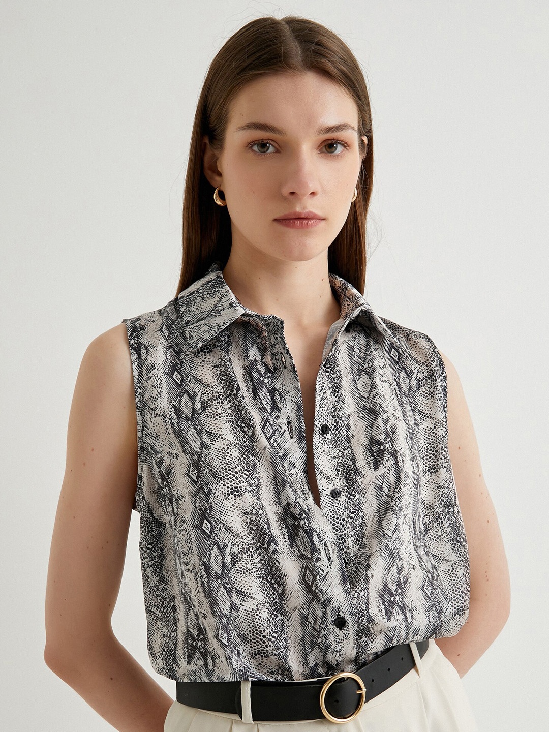 

Koton Women Opaque Animal Printed Casual Shirt, Black