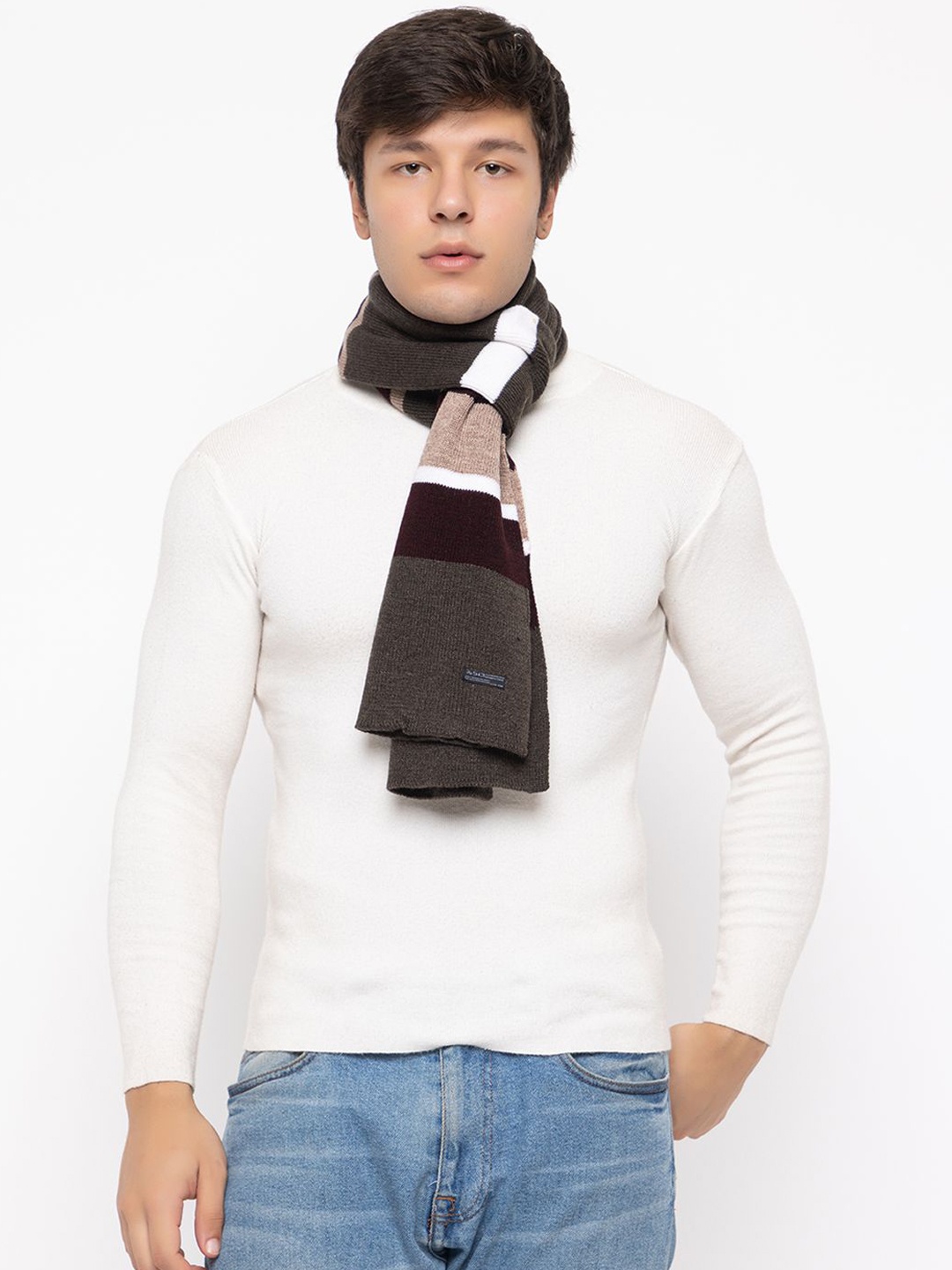 

513 Men Striped Acrylic Mufflers, Brown