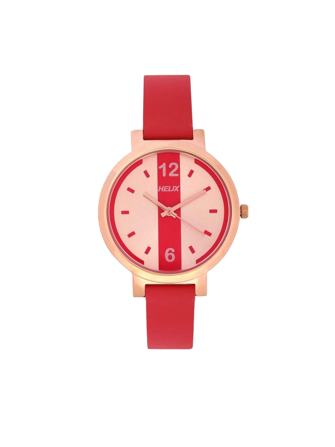 

Helix Women Printed Dial & Leather Straps Analogue Watch TW041HL09, Red