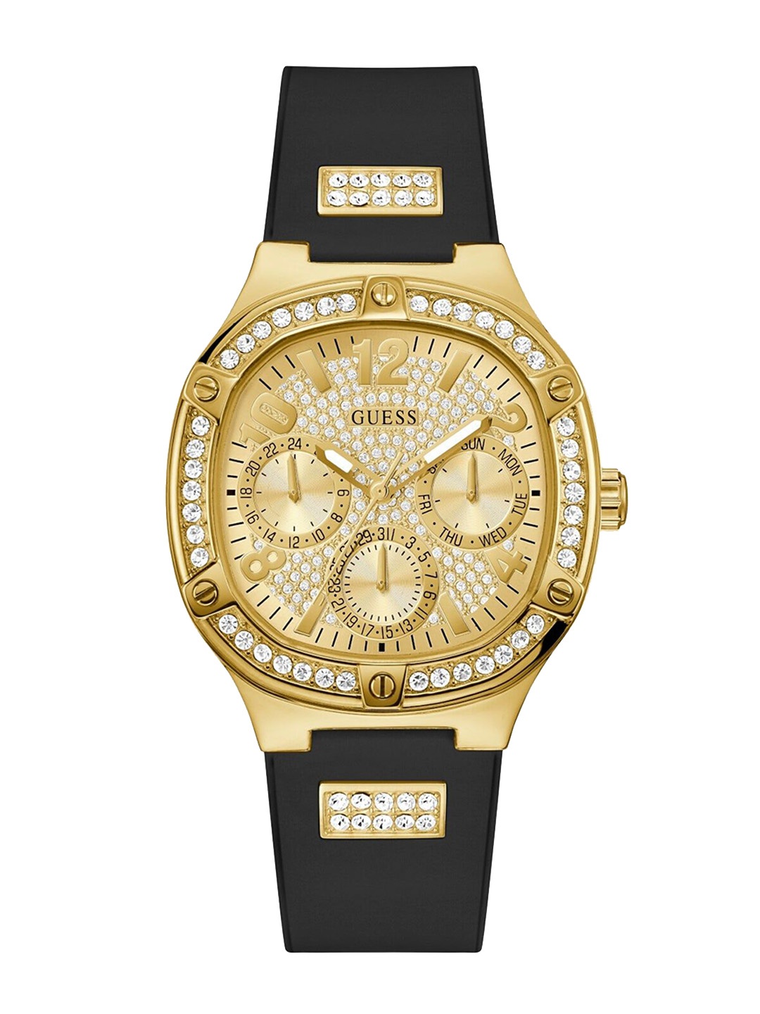 

GUESS Women Embellished Dial & Straps Analogue Watch GW0619L2, Gold