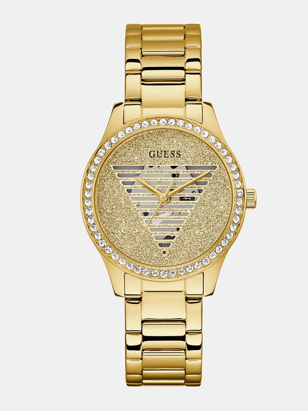 

GUESS Women Embellished Dial & Stainless Steel Bracelet Style Straps Watch GW0605L2, Gold