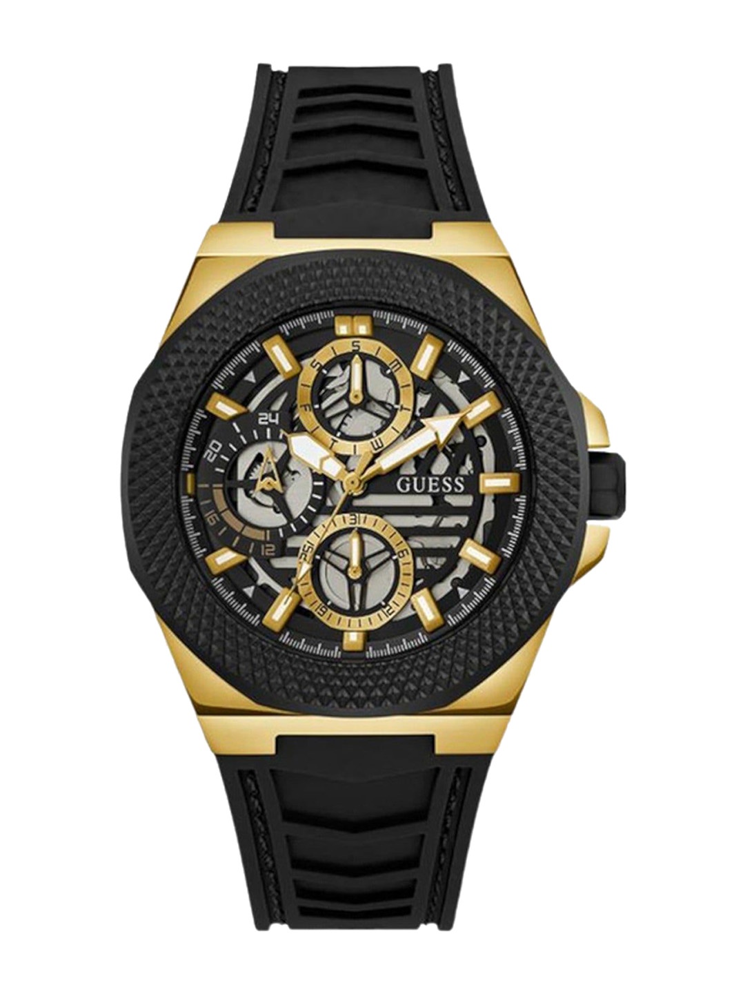 

GUESS Men Embellished Dial & Bracelet Style Straps Analogue Watch GW0577G2, Black