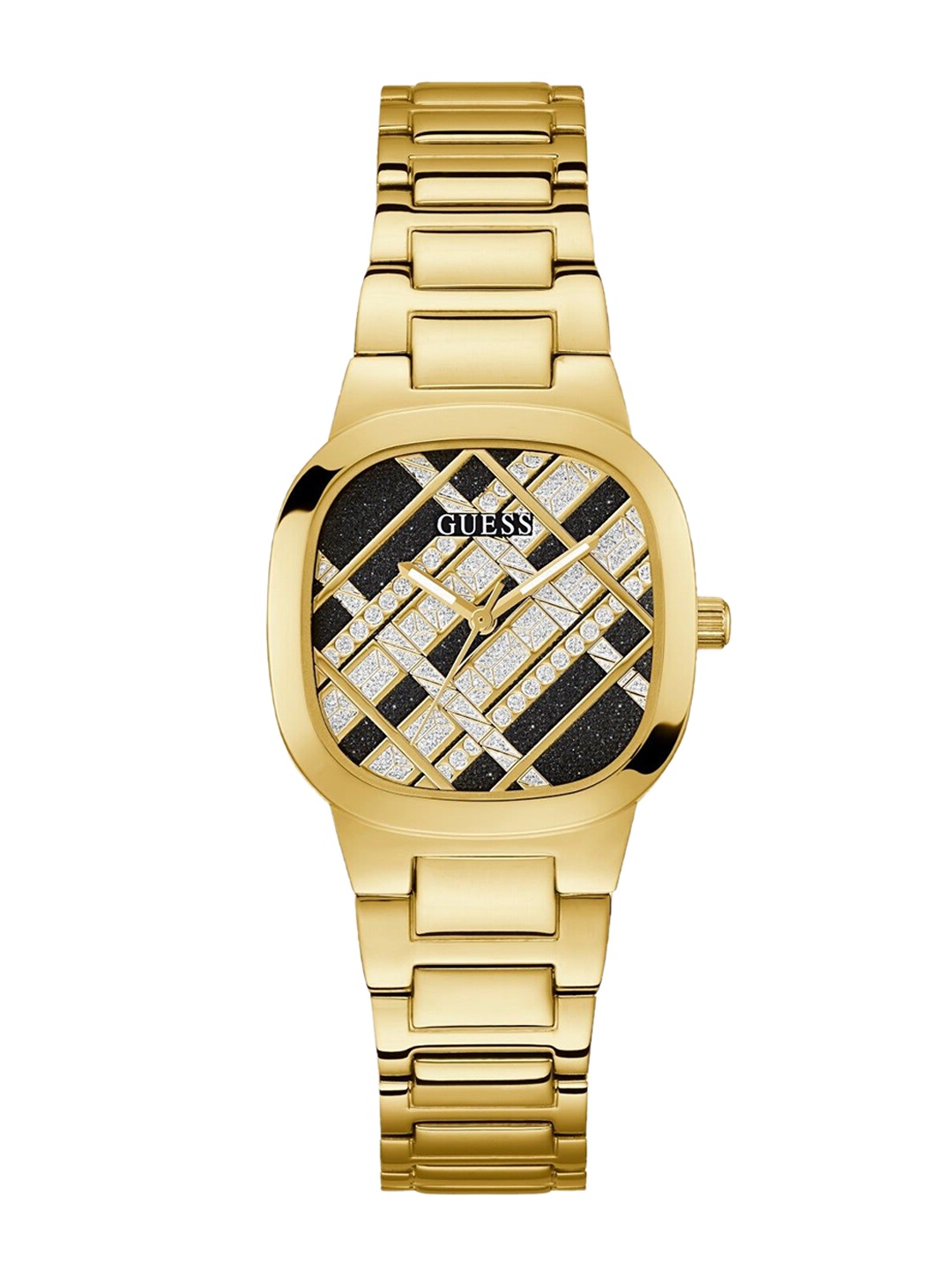 

GUESS Women Printed Dial & Stainless Steel Bracelet Style Straps Analogue Watch GW0600L2, Black