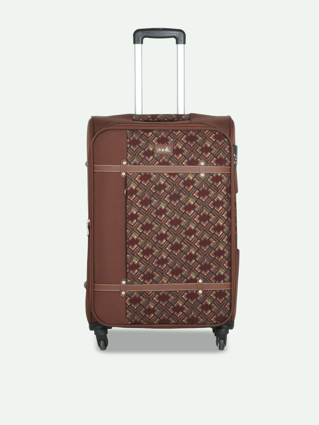 

ZOUK Set Of 2 Amritsar Phulkari Saira Trolley Bag (Cabin + Medium), Brown
