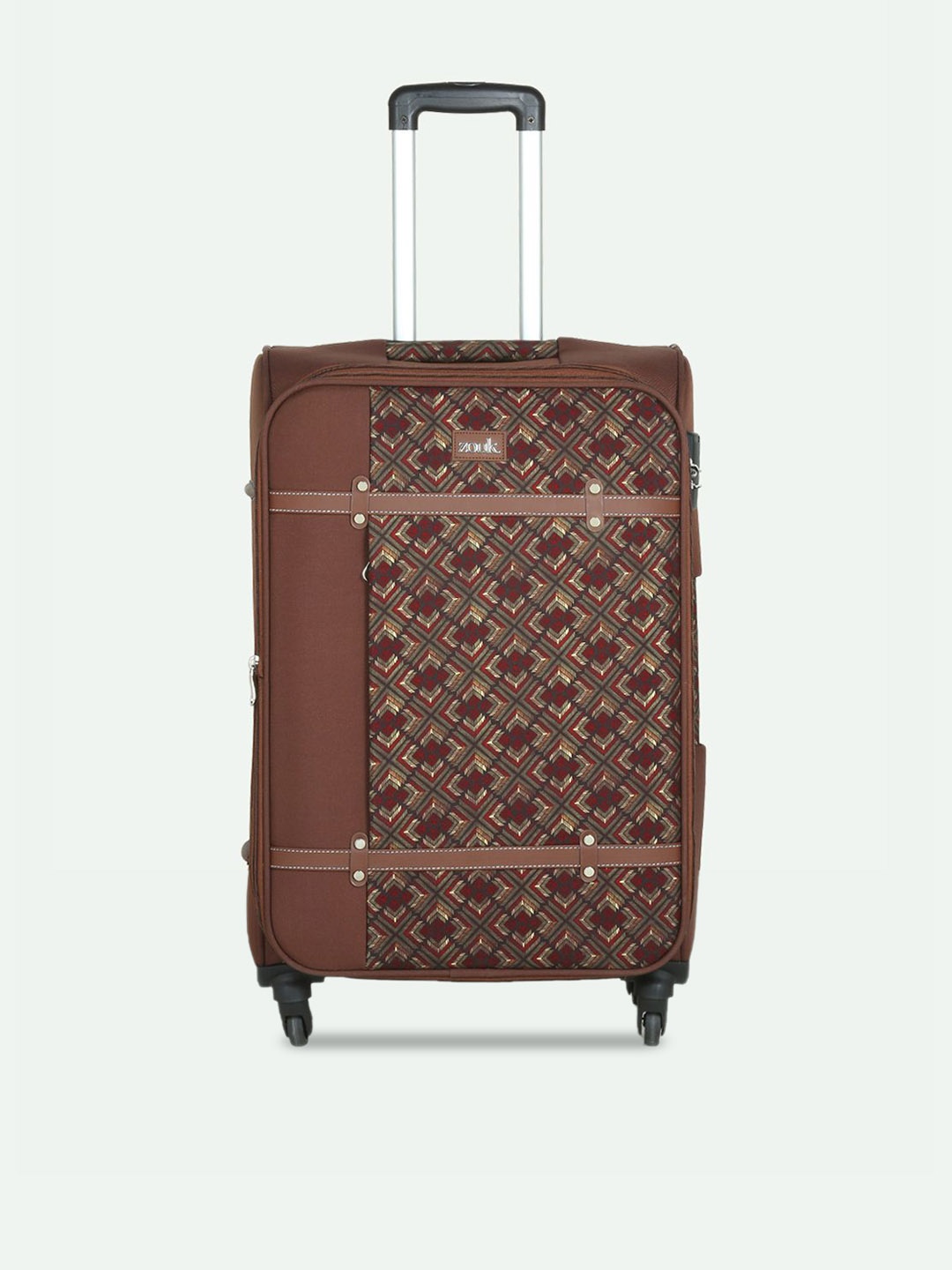 

ZOUK Amritsar Phulkari Saira Trolley Bag (Medium), Brown