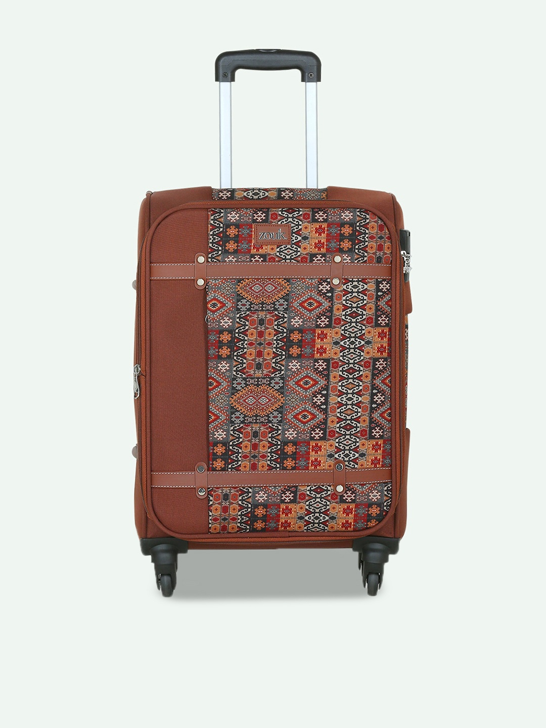 

ZOUK Set of 2 Banaras Elegance Saira Trolley Bag (Cabin + Large), Brown