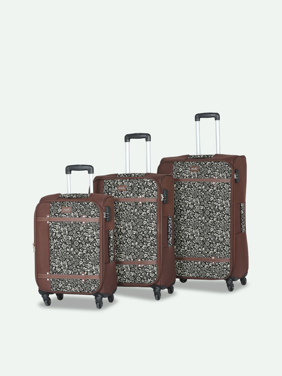 

ZOUK Set of 3 Flomotif Saira Trolley Bag (Cabin + Medium + Large), Black