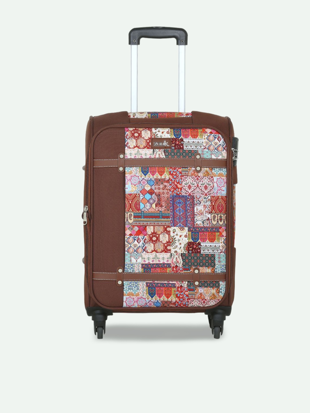 

ZOUK Set Of 2 Kutch Gamthi Saira Trolley Bag(Cabin + Large), Brown