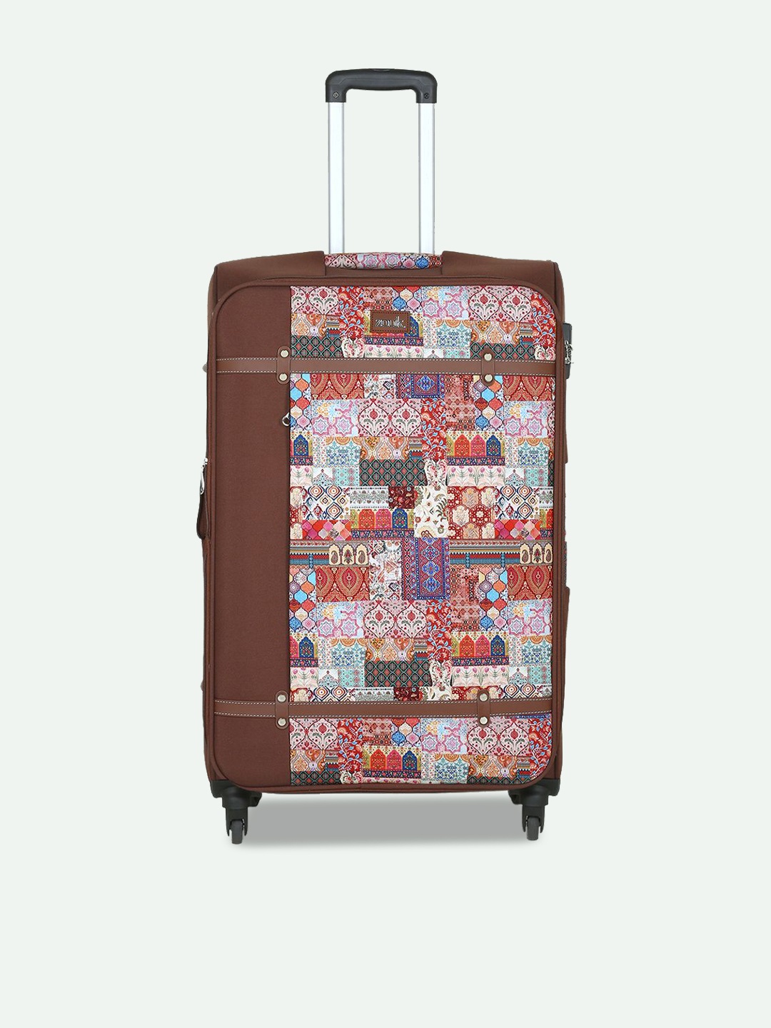 

ZOUK Kutch Gamthi Saira Trolley Bag Set of 2 (Medium + Large), Brown