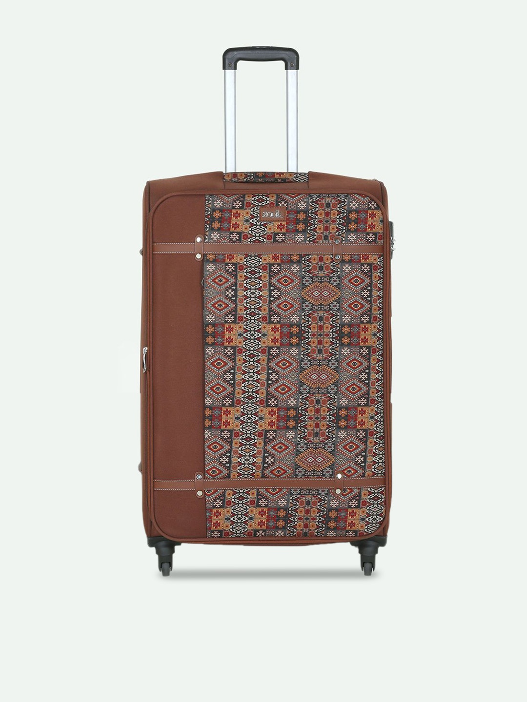 

ZOUK Set of 2 Banaras Elegance Saira Trolley Bag (Cabin + Medium), Brown