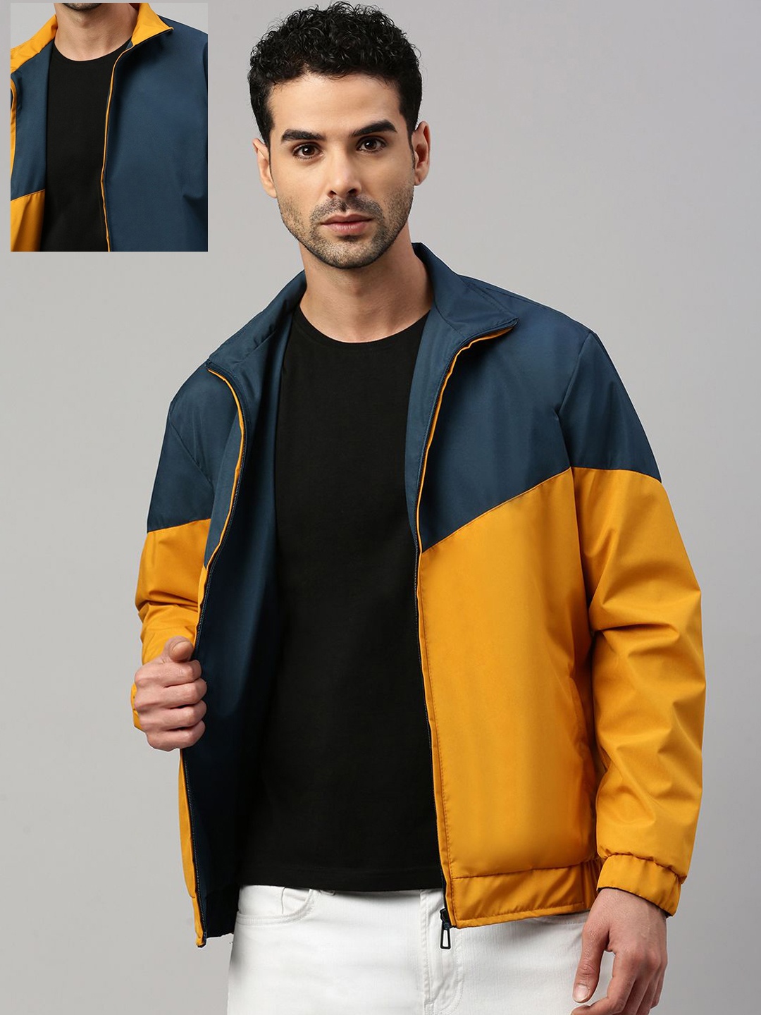

VOXATI Men Colourblocked Zipped Sporty Jacket, Yellow