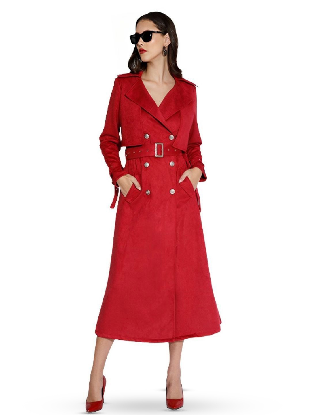 

SAMMYUKK Formal Midi Coat Style Dress, Red