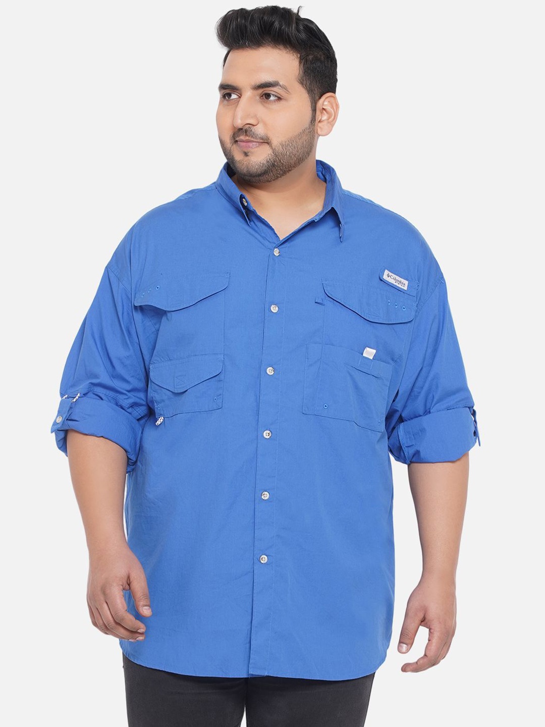 

Santonio Men Classic Opaque Cotton Casual Oversized Shirt, Blue