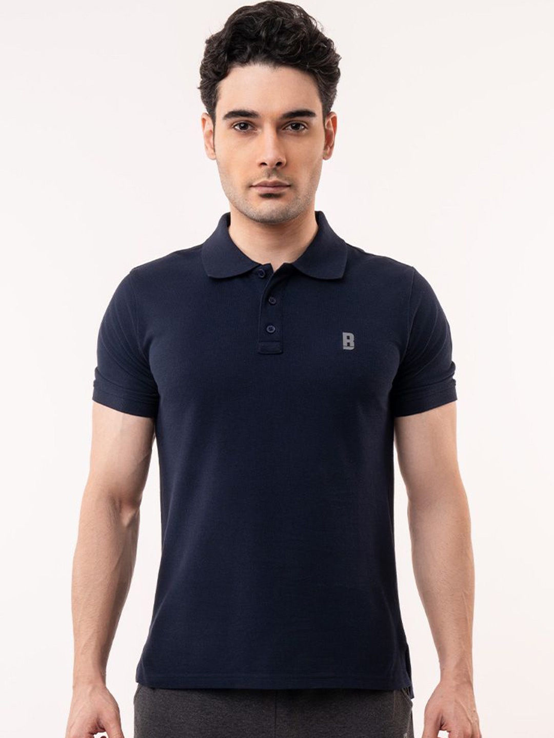 

Baller Athletik Men Solid Polo Collar T-shirt, Navy blue
