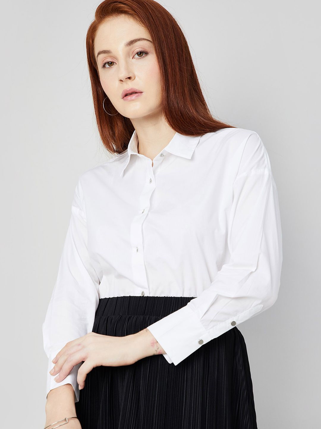 

CODE by Lifestyle Cotton Long Sleeves Shirt Style Top, Off white