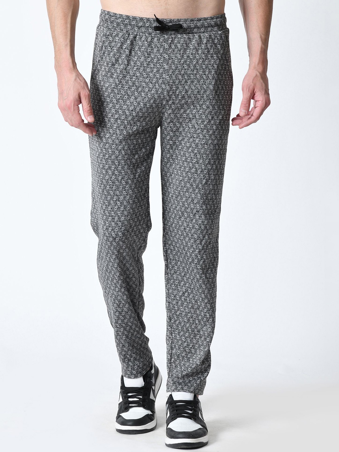

BAESD Men Printed Mid-Rise Track Pants, Grey