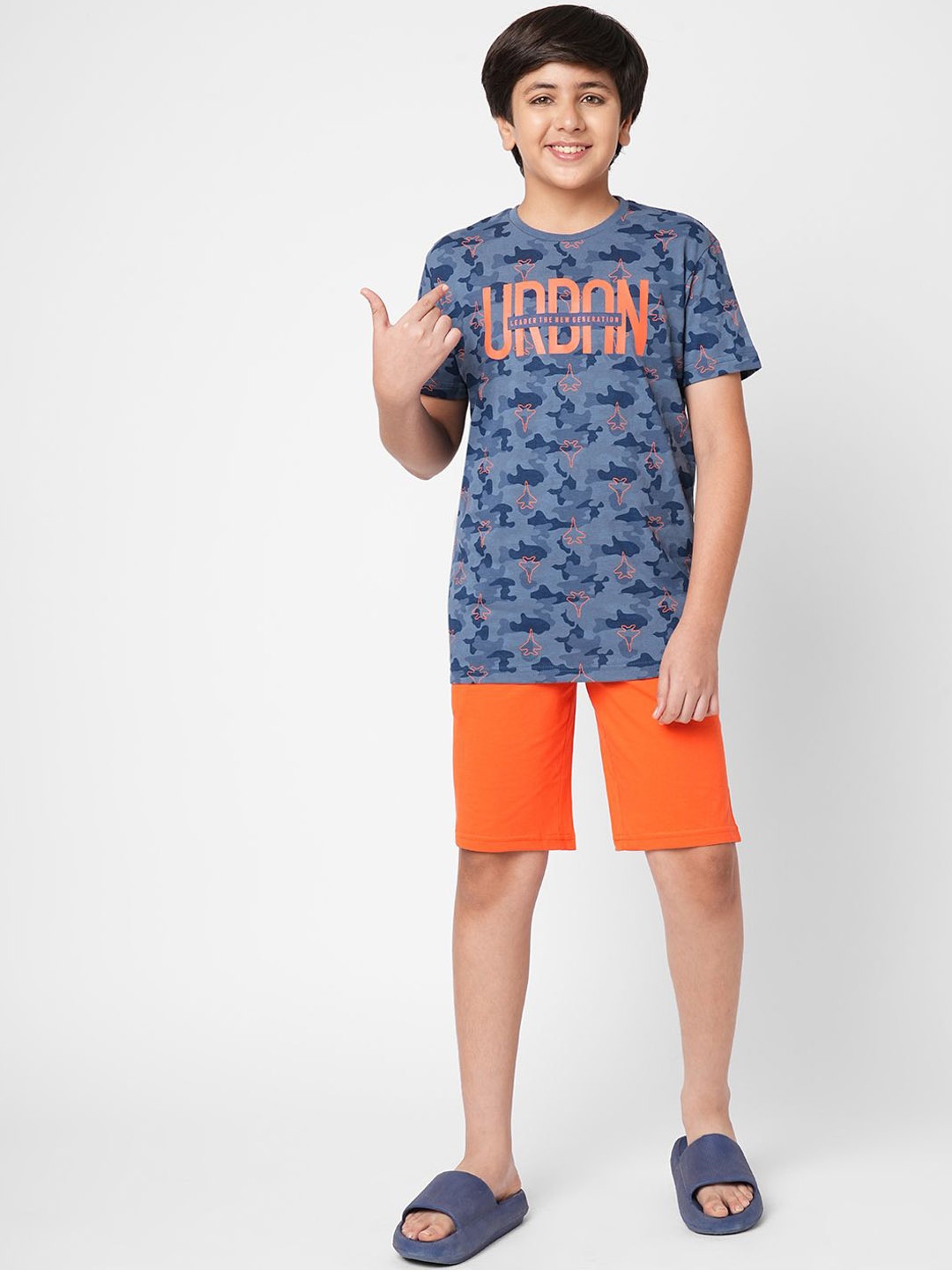 

Sweet Dreams Blue Boys Printed Pure Cotton T-shirt With Shorts