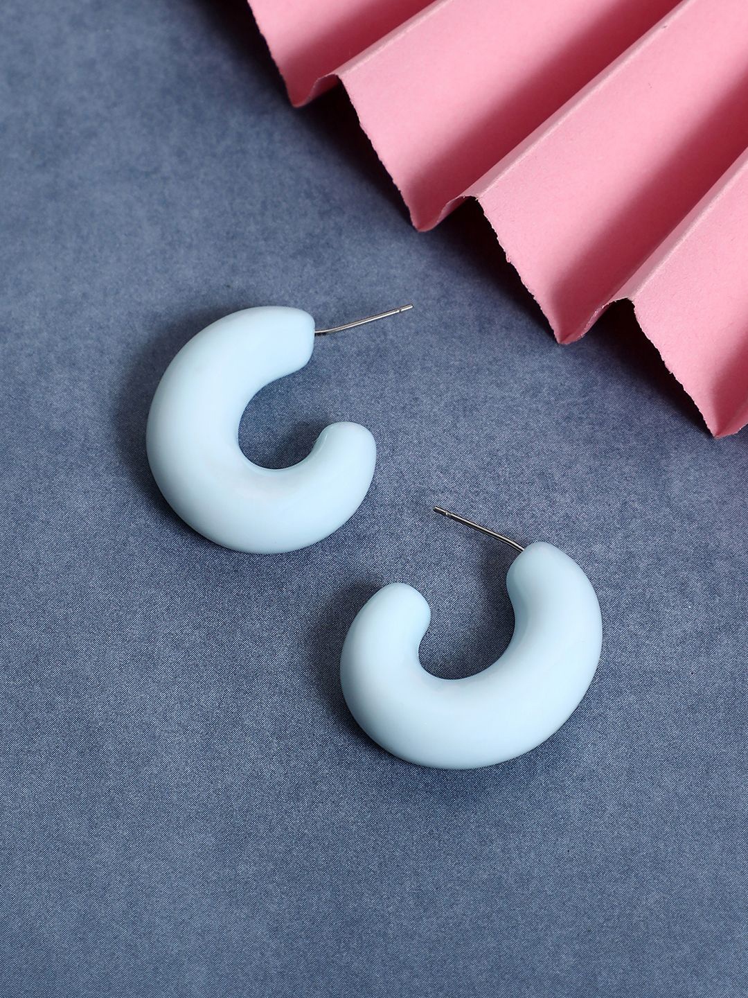 

SOHI Double Sided Contemporary Half Hoop Earrings, Blue