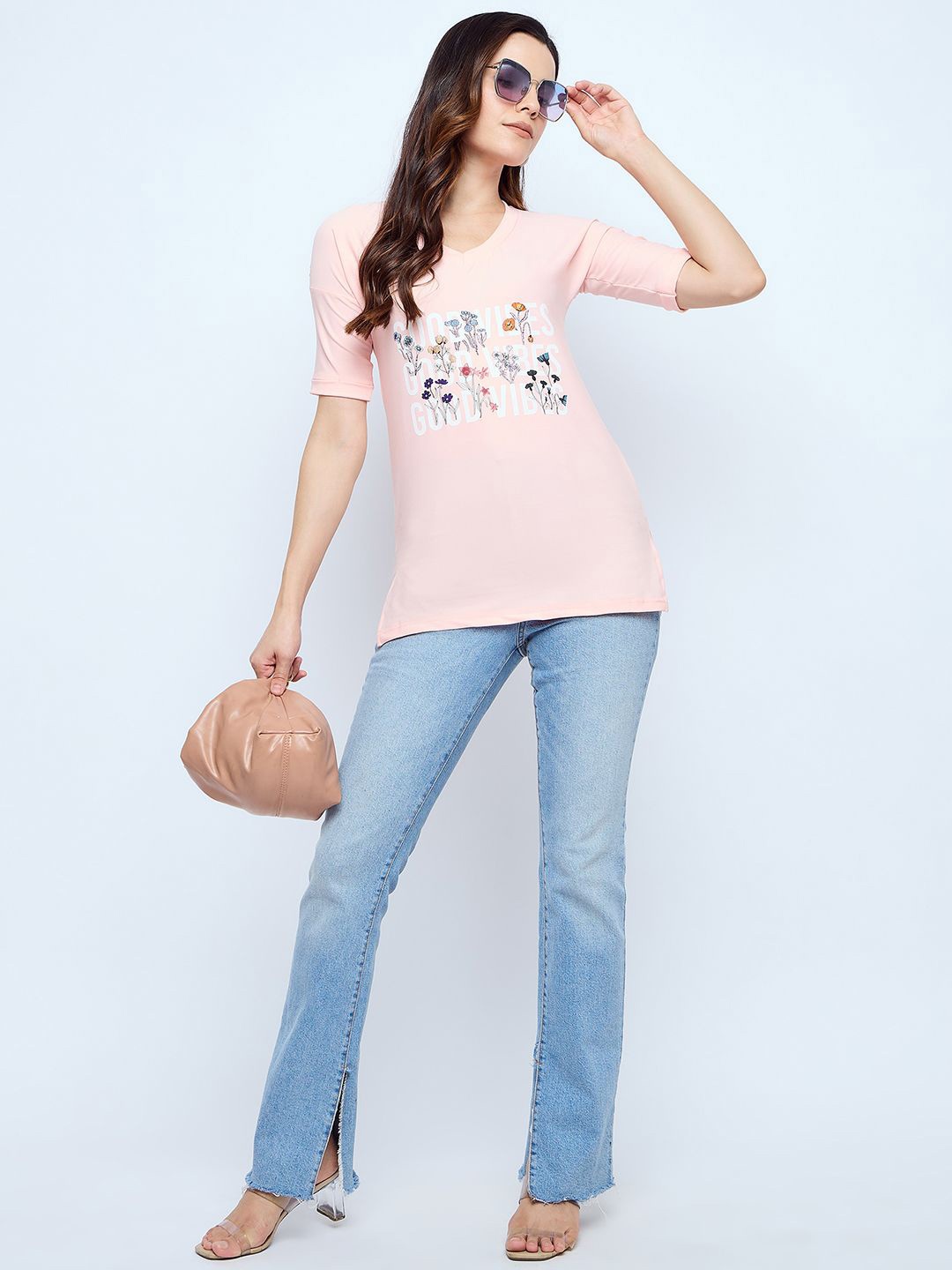 

Skidlers Typography Printed Drop-Shoulder Pure Cotton Oversized Summer T-shirt, Pink