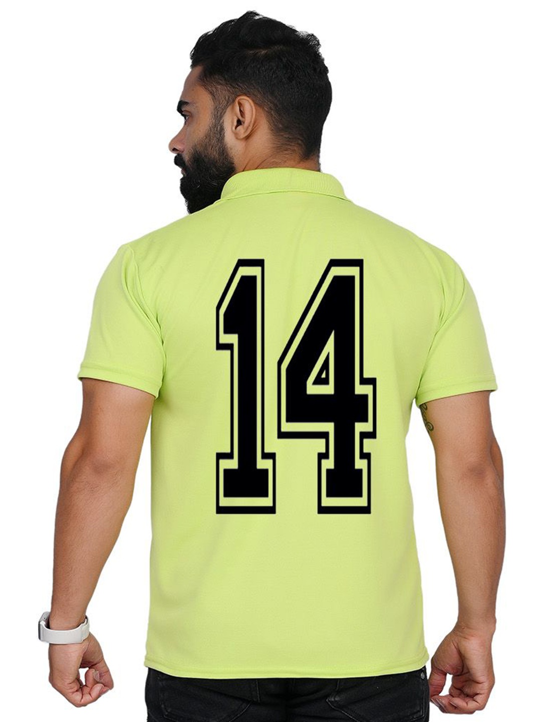 

TAJNAN Men Graphic Printed Polo Collar T-shirt, Lime green
