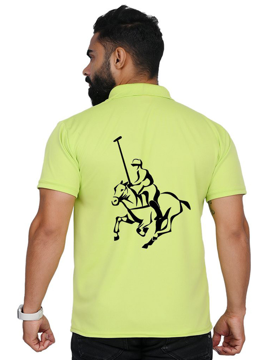 

TAJNAN Men Graphic Printed Polo Collar T-shirt, Green