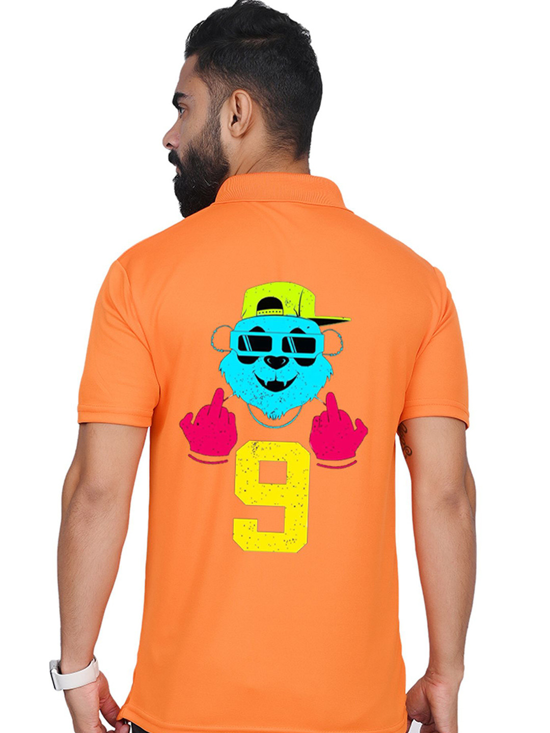 

TAJNAN Men Graphic Printed Polo Collar T-shirt, Orange
