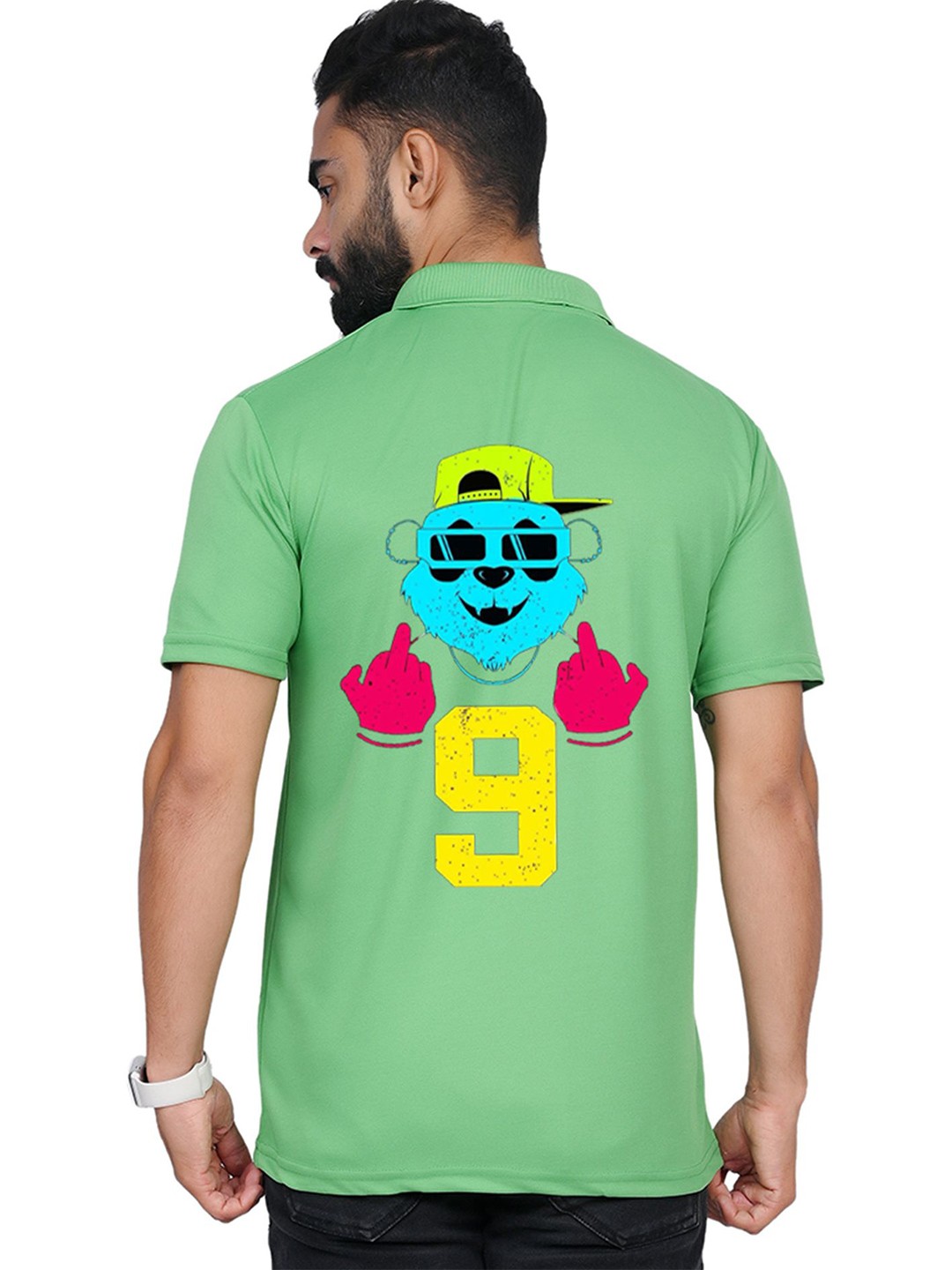 

TAJNAN Men Graphic Printed Polo Collar T-shirt, Green