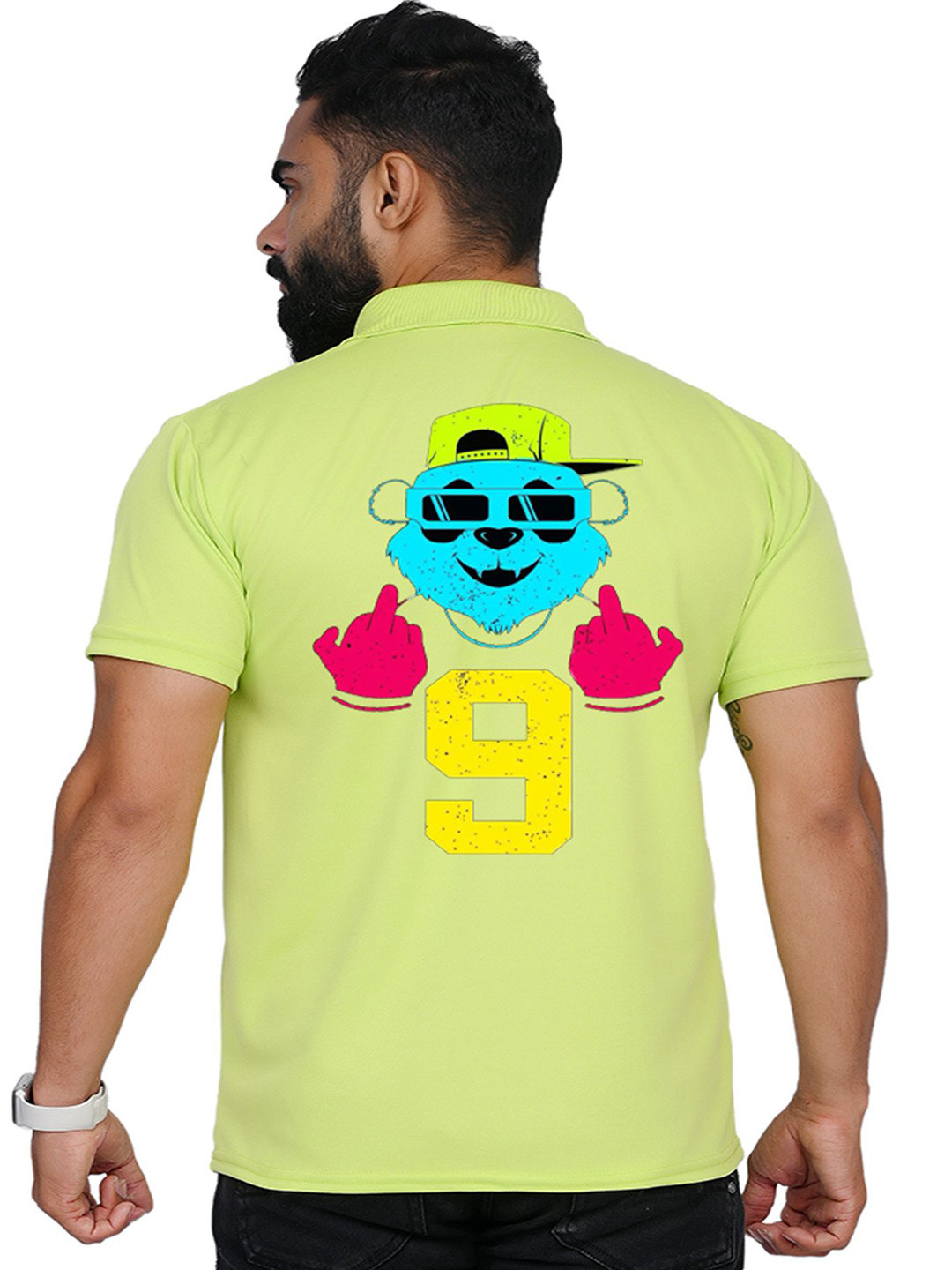 

TAJNAN Men Graphic Printed Polo Collar T-shirt, Green