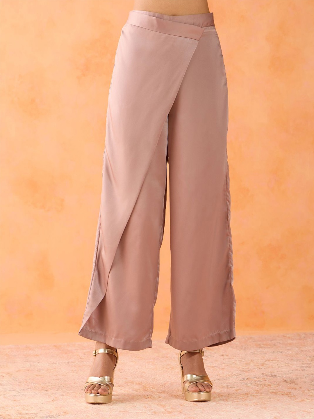 

Gajra Gang Flared Satin Wrap Palazzo, Mauve