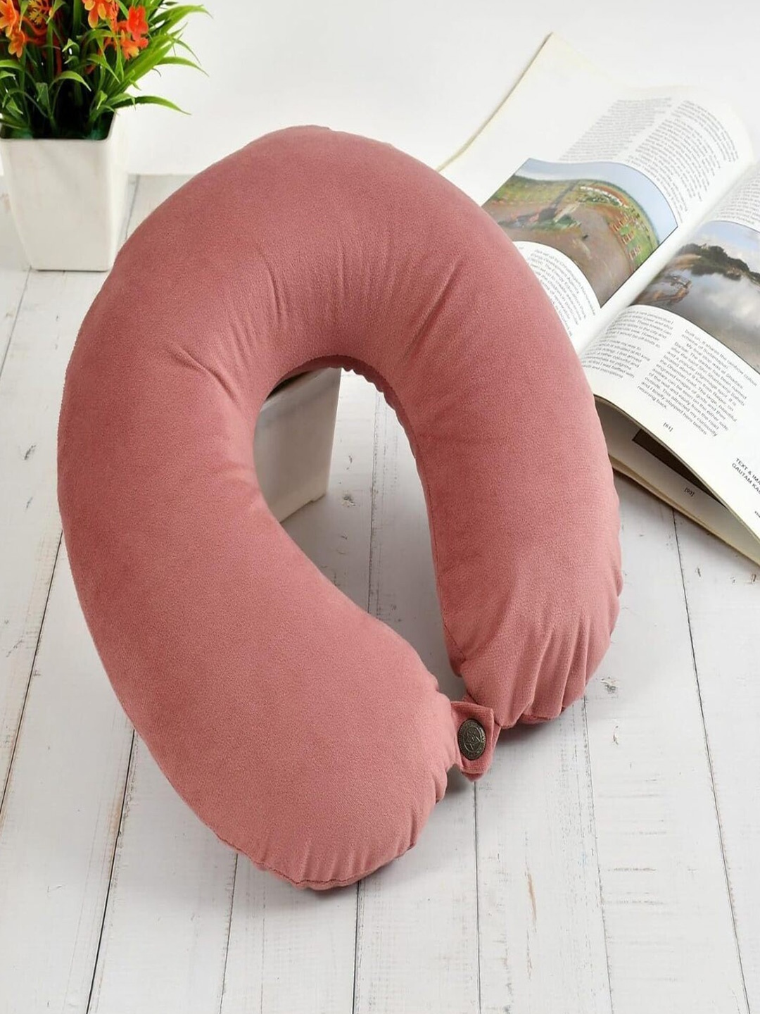 

CASA-NEST Peach-Coloured Cotton Travel Pillow