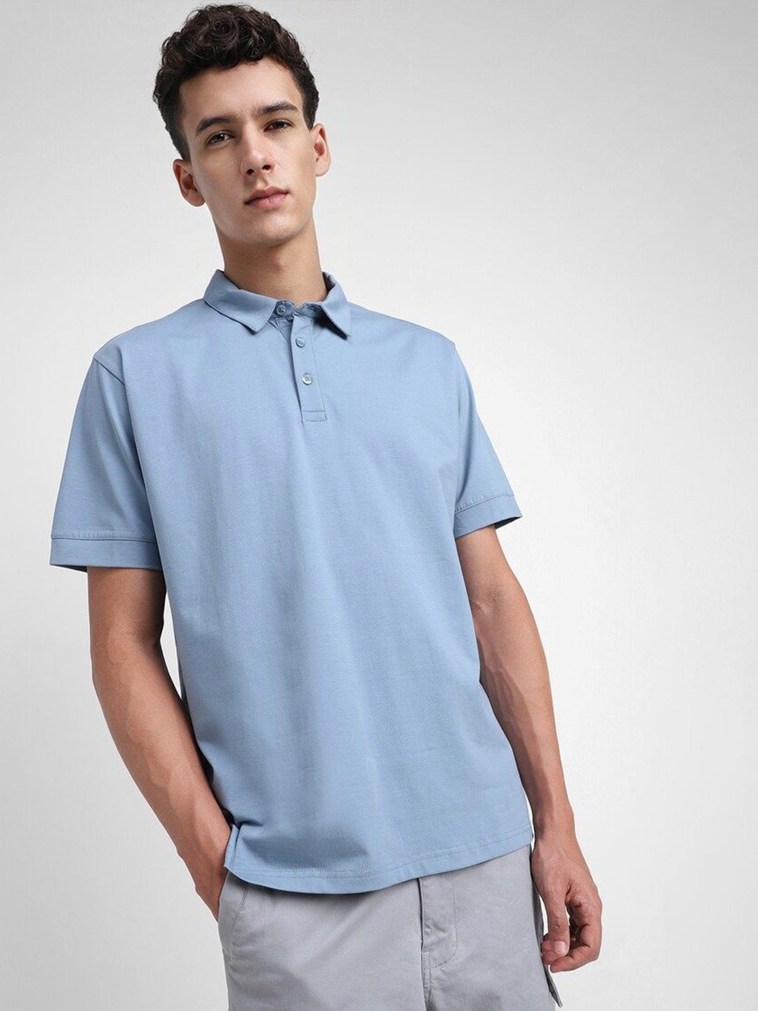 

FOREVER 21 Men Polo Collar T-shirt, Blue