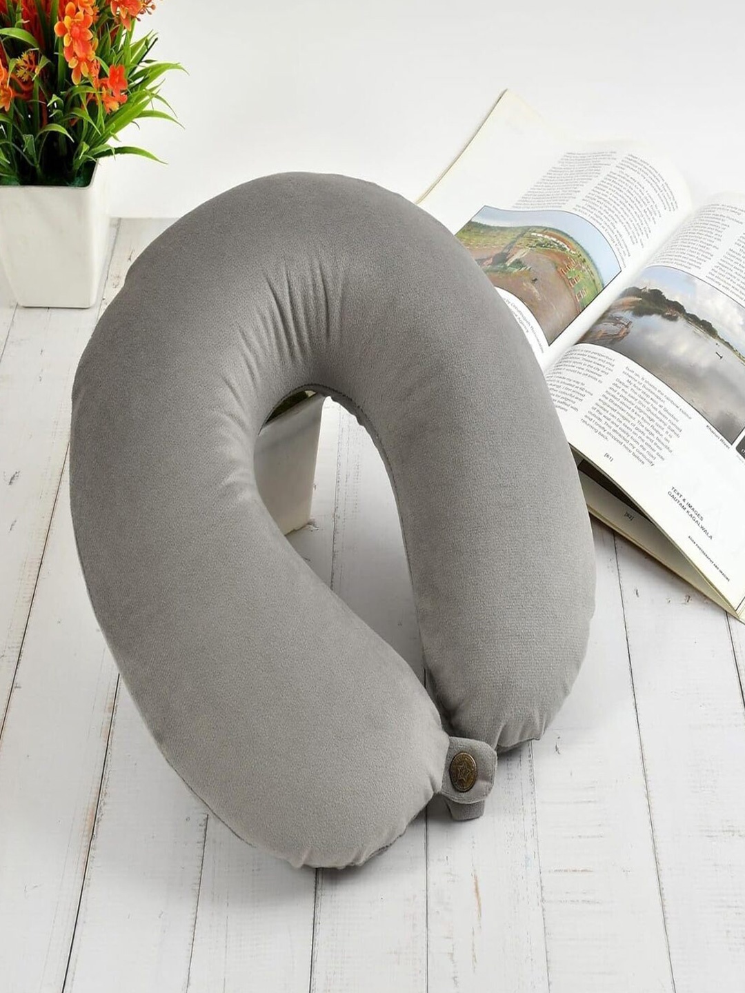 

CASA-NEST Grey Cotton Travel Pillow