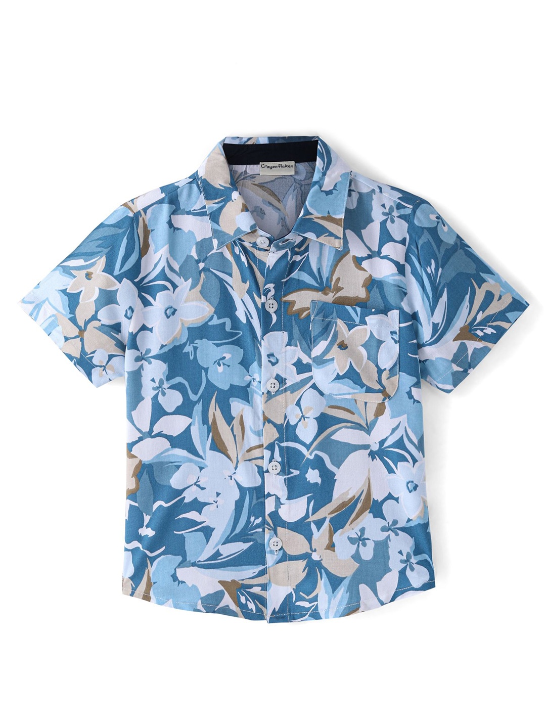 

CrayonFlakes Boys Floral Printed Opaque Casual Shirt, Blue