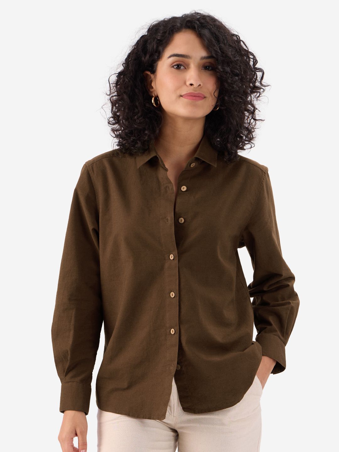 

The Souled StoreSolid Women Opaque Regular Fit Casual Shirt, Brown